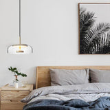 Modern Circular Glass LED Pendant Light with Electroplated Metal Finish for Living Room