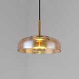 Modern Circular Glass LED Pendant Light with Electroplated Metal Finish for Living Room
