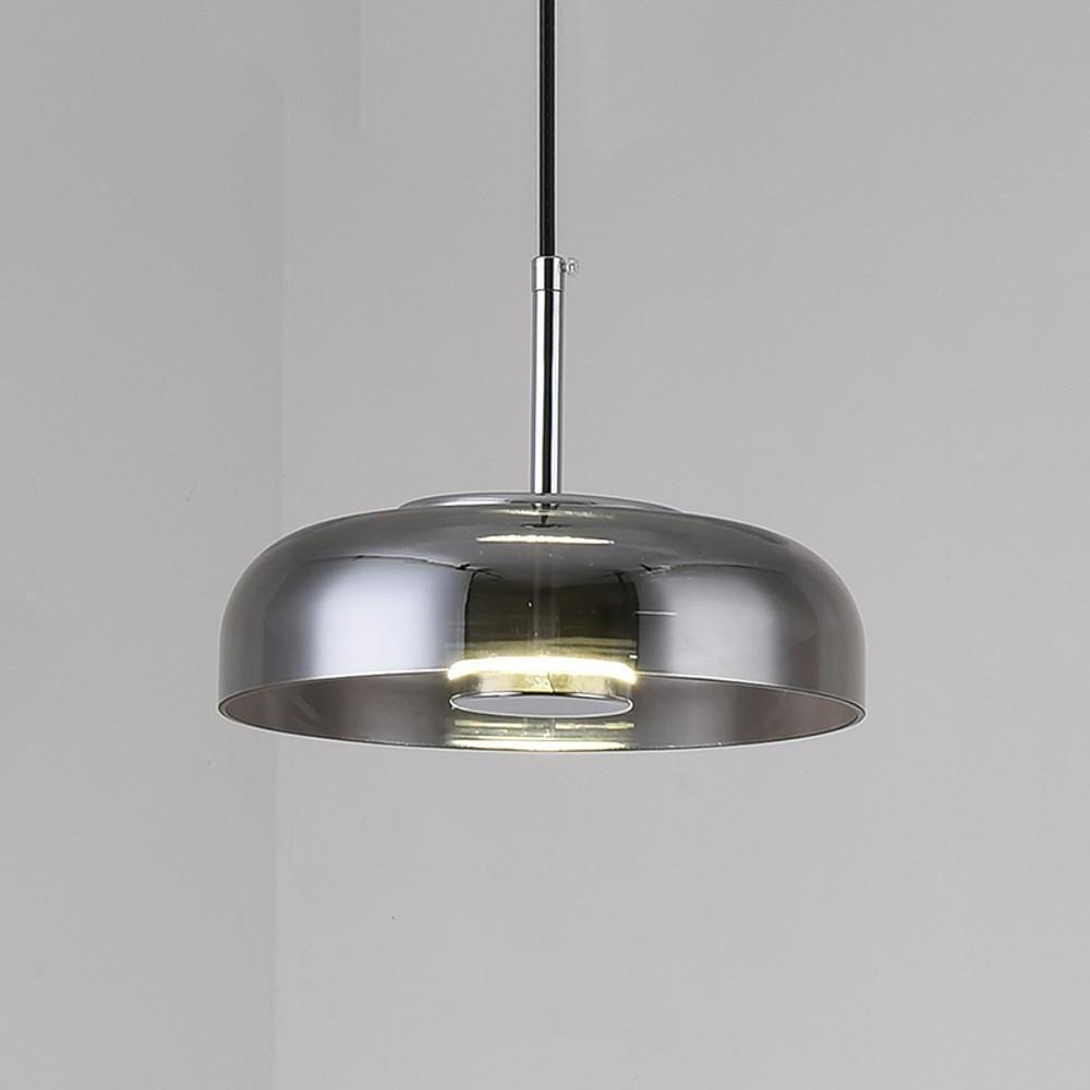 Modern Circular Glass LED Pendant Light with Electroplated Metal Finish for Living Room
