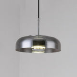 Modern Circular Glass LED Pendant Light with Electroplated Metal Finish for Living Room