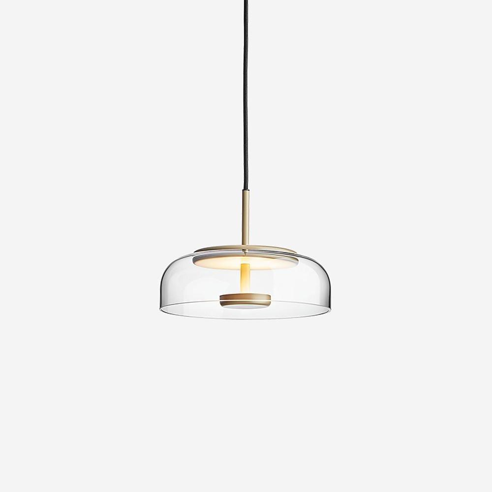 Modern Circular Glass LED Pendant Light with Electroplated Metal Finish for Living Room