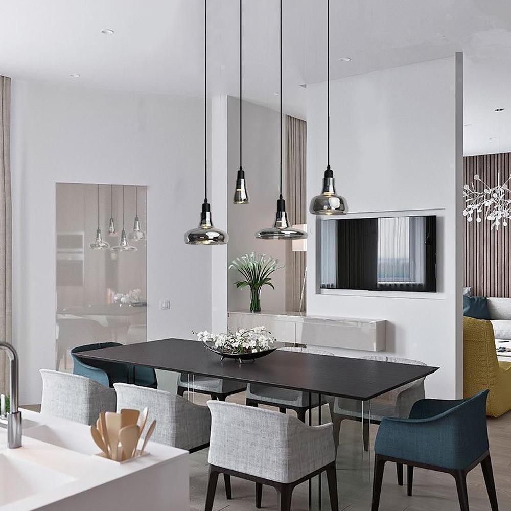 Modern Circular Glass Pendant Light Nordic LED Hanging Ceiling Fixture for Dining Room