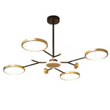 Modern Circular LED Ceiling Chandelier Gold Rings Pendant Light for Living Room Bedroom