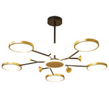 Modern Circular LED Ceiling Chandelier Gold Rings Pendant Light for Living Room Bedroom