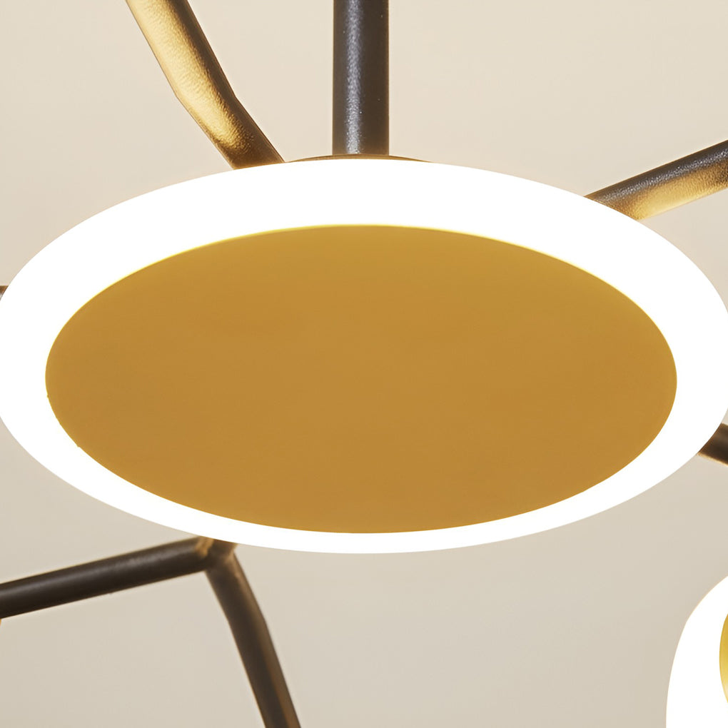 Modern Circular LED Ceiling Chandelier Gold Rings Pendant Light for Living Room Bedroom
