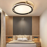 Modern Circular LED Ceiling Light Dimmable Black Flush Mount Fixture for Bedroom and Living Room