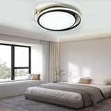 Modern Circular LED Ceiling Light Dimmable Black Flush Mount Fixture for Bedroom and Living Room