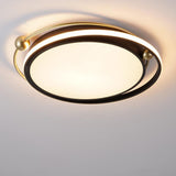 Modern Circular LED Ceiling Light Dimmable Black Flush Mount Fixture for Bedroom and Living Room