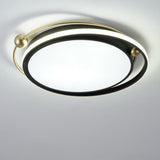 Modern Circular LED Ceiling Light Dimmable Black Flush Mount Fixture for Bedroom and Living Room