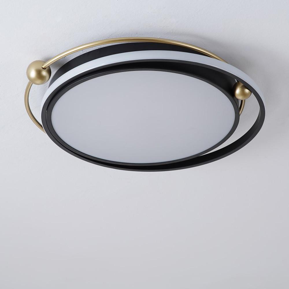 Modern Circular LED Ceiling Light Dimmable Black Flush Mount Fixture for Bedroom and Living Room
