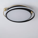 Modern Circular LED Ceiling Light Dimmable Black Flush Mount Fixture for Bedroom and Living Room
