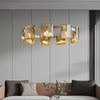 Modern Circular LED Chandelier 9 Light Electroplated Metal and Acrylic Pendant Lighting for Dining Room