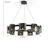 Modern Circular LED Chandelier 9 Light Electroplated Metal and Acrylic Pendant Lighting for Dining Room