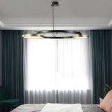 Modern Circular LED Chandelier Multi Ring Suspension Lighting in Titanium Gold and Black Finish