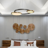 Modern Circular LED Chandelier Multi Ring Suspension Lighting in Titanium Gold and Black Finish