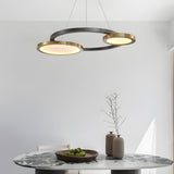 Modern Circular LED Chandelier Multi Ring Suspension Lighting in Titanium Gold and Black Finish
