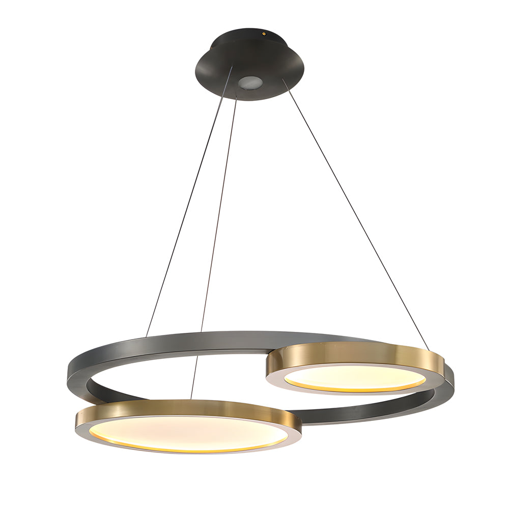 Modern Circular LED Chandelier Multi Ring Suspension Lighting in Titanium Gold and Black Finish