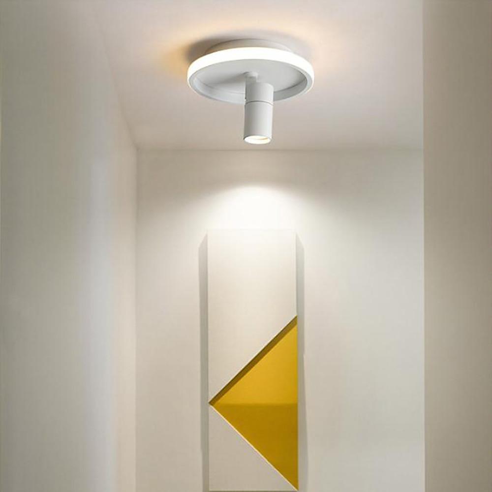 Modern Circular LED Flush Mount Ceiling Light with Adjustable Focus Accent Spotlight