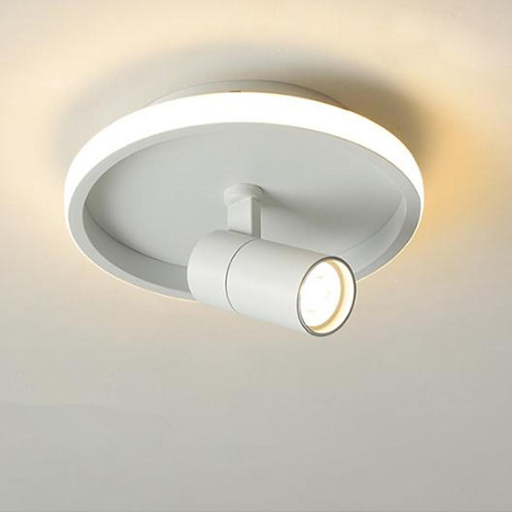 Modern Circular LED Flush Mount Ceiling Light with Adjustable Focus Accent Spotlight