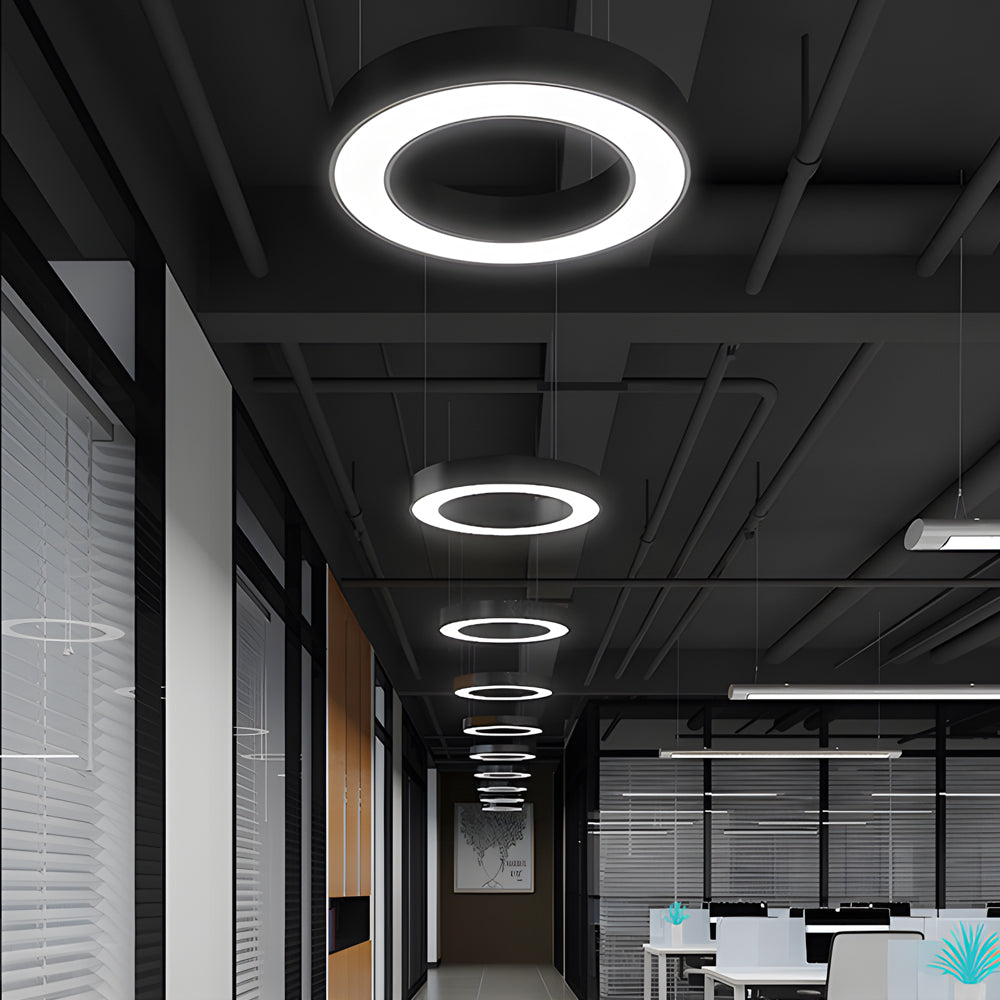 Modern Circular LED Hanging Profile Light Suspended Ring Pendant for Gym Office Spaces