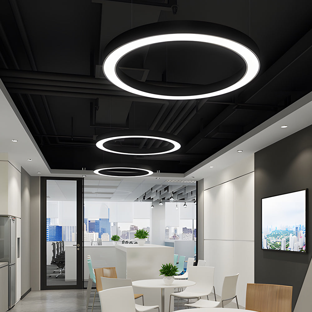 Modern Circular LED Hanging Profile Light Suspended Ring Pendant for Gym Office Spaces