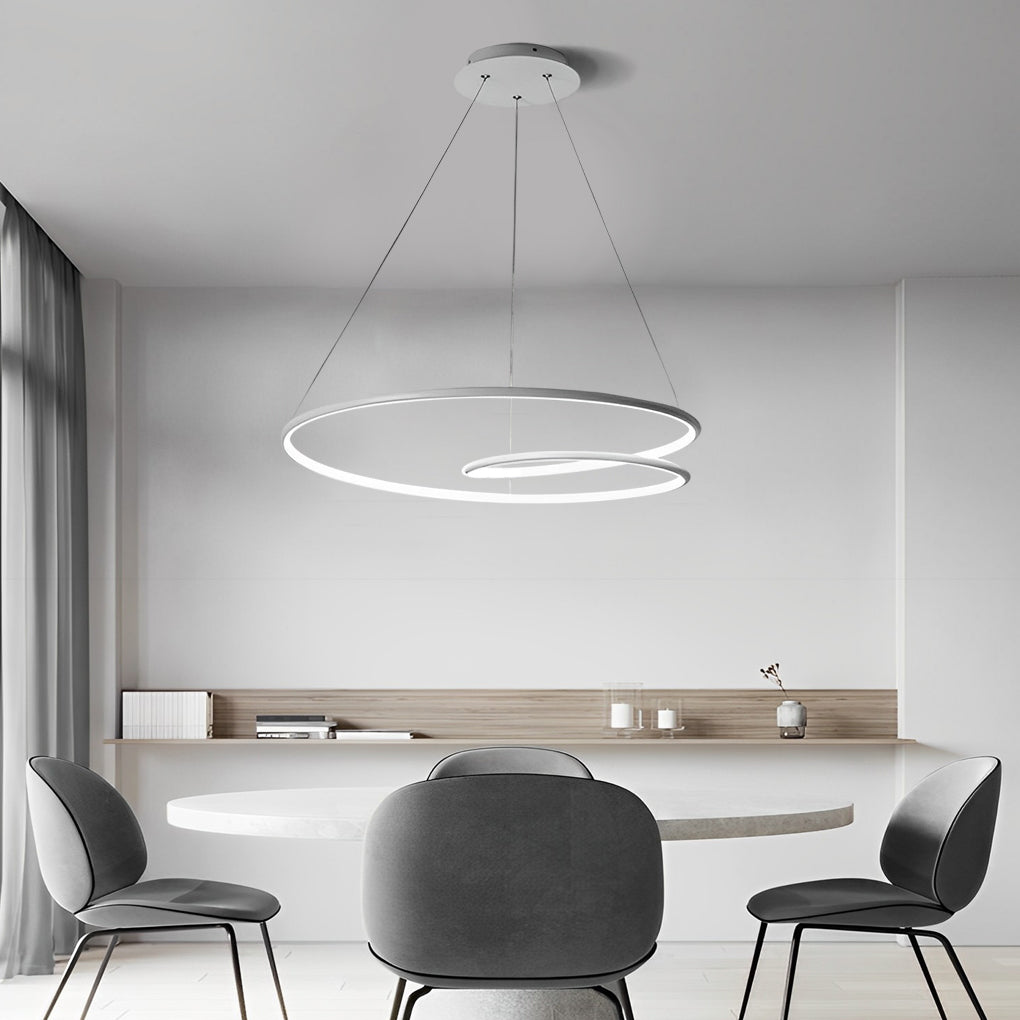Modern Circular LED Pendant Light Nordic Chandelier with Stepless Dimming and Color Temperature Control