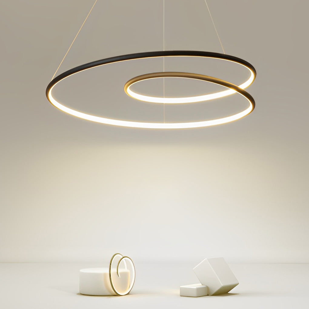 Modern Circular LED Pendant Light Nordic Chandelier with Stepless Dimming and Color Temperature Control
