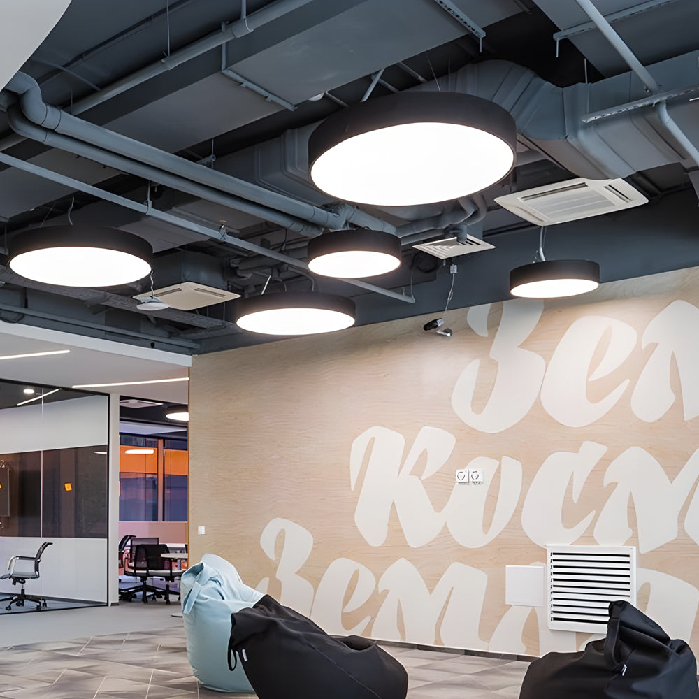Modern Circular LED Pendant Office Lighting Round Suspended Ceiling Fixture for Workspaces