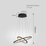 Modern Circular LED Ring Chandelier 2 Light Nordic Pendant Ceiling Fixture for Dining Living Room