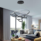 Modern Circular LED Ring Chandelier Acrylic Aluminum Adjustable Pendant Light for Living Room