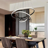 Modern Circular LED Ring Chandelier Acrylic Aluminum Adjustable Pendant Light for Living Room