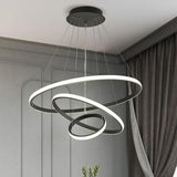 Modern Circular LED Ring Chandelier Acrylic Aluminum Adjustable Pendant Light for Living Room