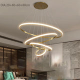 Modern Circular LED Ring Chandelier Acrylic Aluminum Adjustable Pendant Light for Living Room