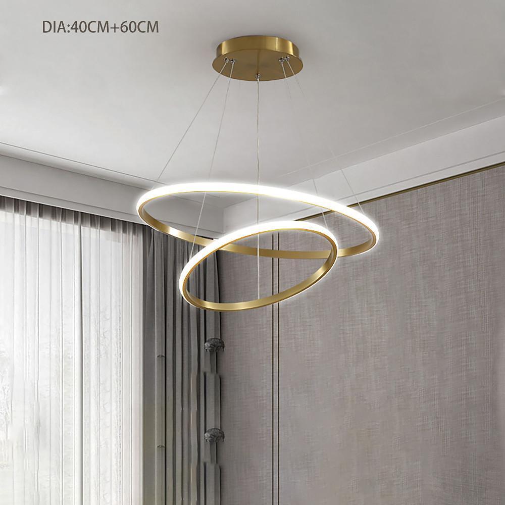 Modern Circular LED Ring Chandelier Acrylic Aluminum Adjustable Pendant Light for Living Room