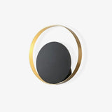Modern Circular Metal Wall Sconce Brass and Black Finish Minimalist Indirect Lighting for Living Room