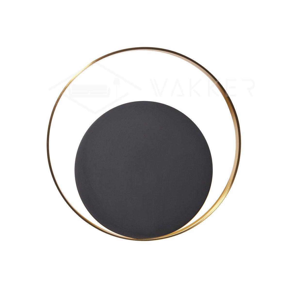 Modern Circular Metal Wall Sconce Brass and Black Finish Minimalist Indirect Lighting for Living Room