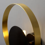 Modern Circular Metal Wall Sconce Brass and Black Finish Minimalist Indirect Lighting for Living Room