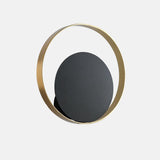 Modern Circular Metal Wall Sconce Brass and Black Finish Minimalist Indirect Lighting for Living Room