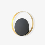Modern Circular Metal Wall Sconce Brass and Black Finish Minimalist Indirect Lighting for Living Room