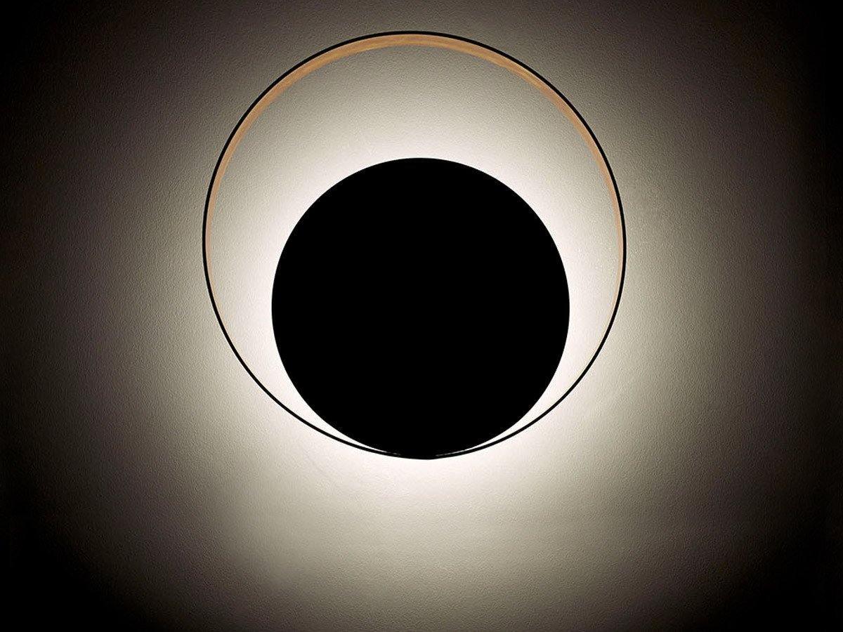 Modern Circular Metal Wall Sconce Brass and Black Finish Minimalist Indirect Lighting for Living Room