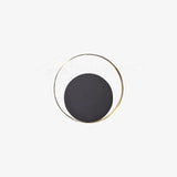 Modern Circular Metal Wall Sconce Brass and Black Finish Minimalist Indirect Lighting for Living Room