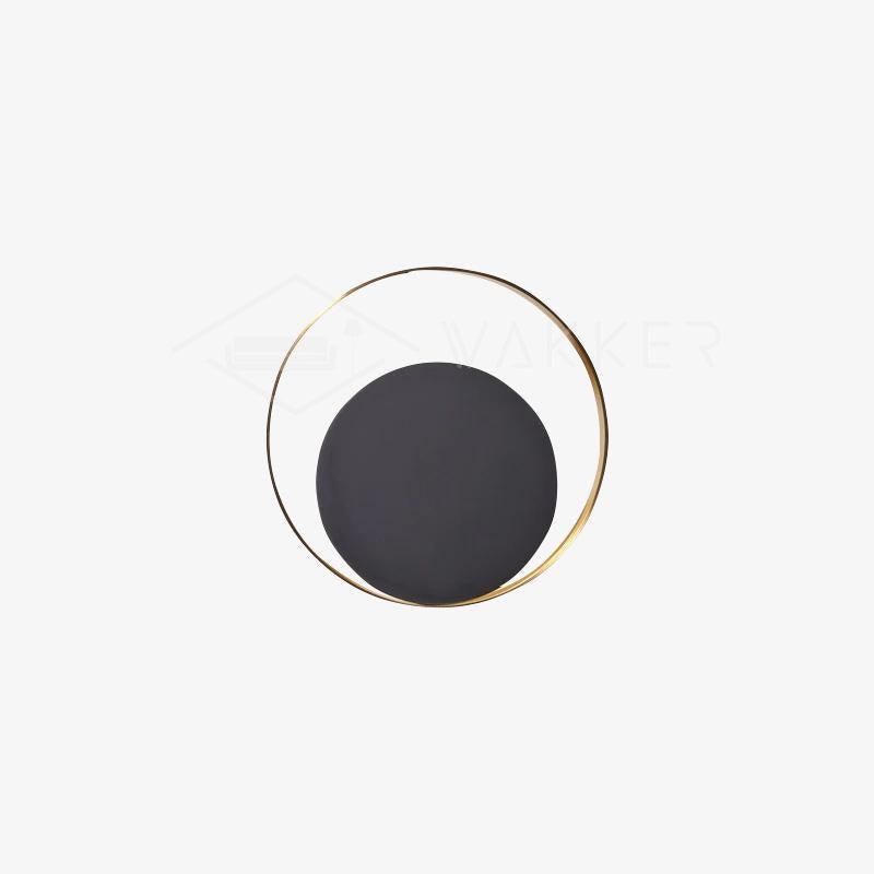 Modern Circular Metal Wall Sconce Brass and Black Finish Minimalist Indirect Lighting for Living Room