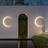 Modern Circular Moon LED Outdoor Wall Lamp Waterproof IP65 Exterior Porch Garden Sconce