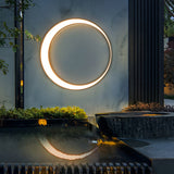 Modern Circular Moon LED Outdoor Wall Lamp Waterproof IP65 Exterior Porch Garden Sconce