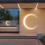 Modern Circular Moon LED Outdoor Wall Lamp Waterproof IP65 Exterior Porch Garden Sconce