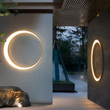 Modern Circular Moon LED Outdoor Wall Lamp Waterproof IP65 Exterior Porch Garden Sconce