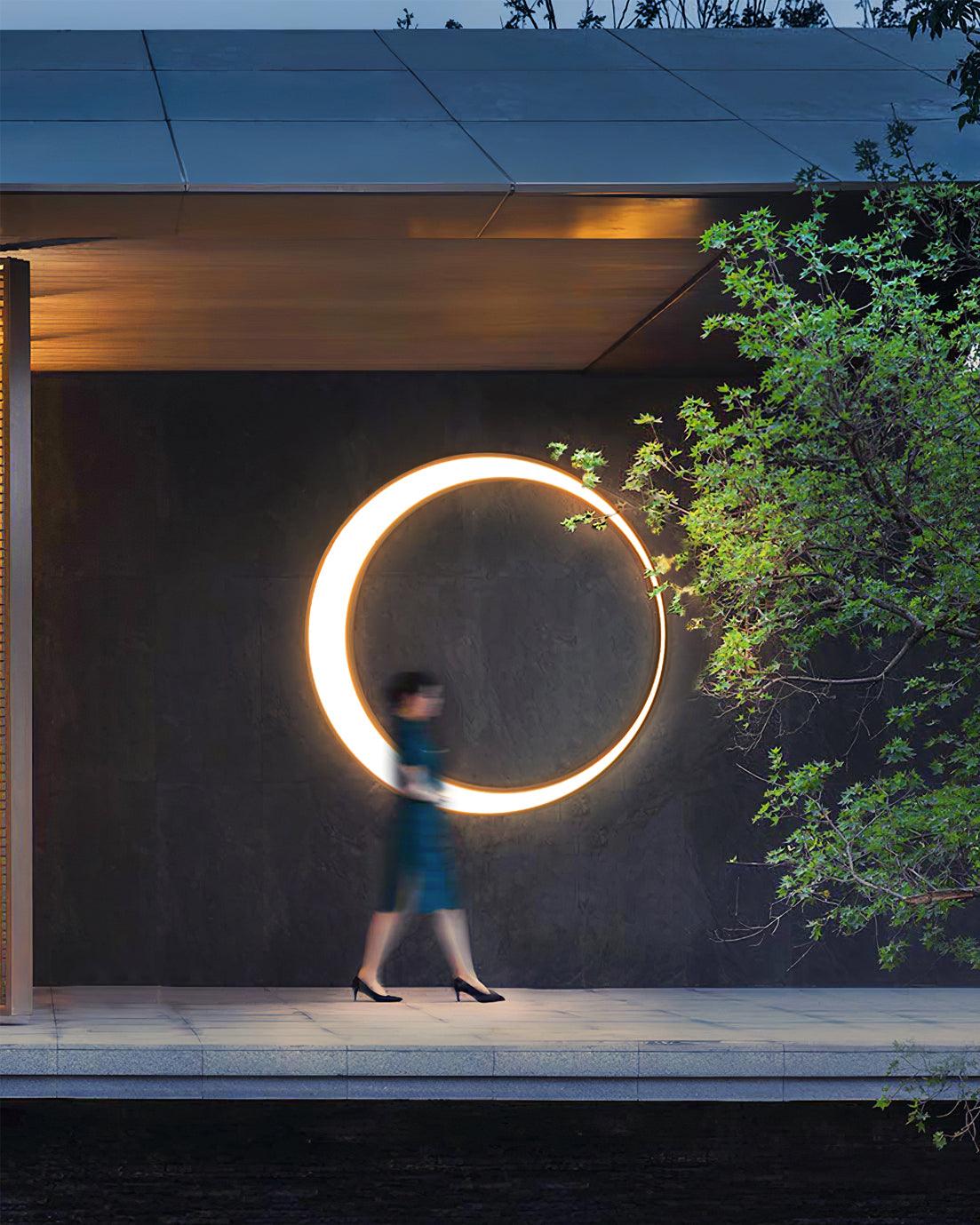 Modern Circular Moon Outdoor LED Wall Light IP65 Waterproof Exterior Sconce for Garden and Villa