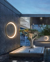 Modern Circular Moon Outdoor LED Wall Light IP65 Waterproof Exterior Sconce for Garden and Villa