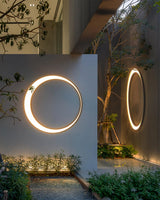Modern Circular Moon Outdoor LED Wall Light IP65 Waterproof Exterior Sconce for Garden and Villa