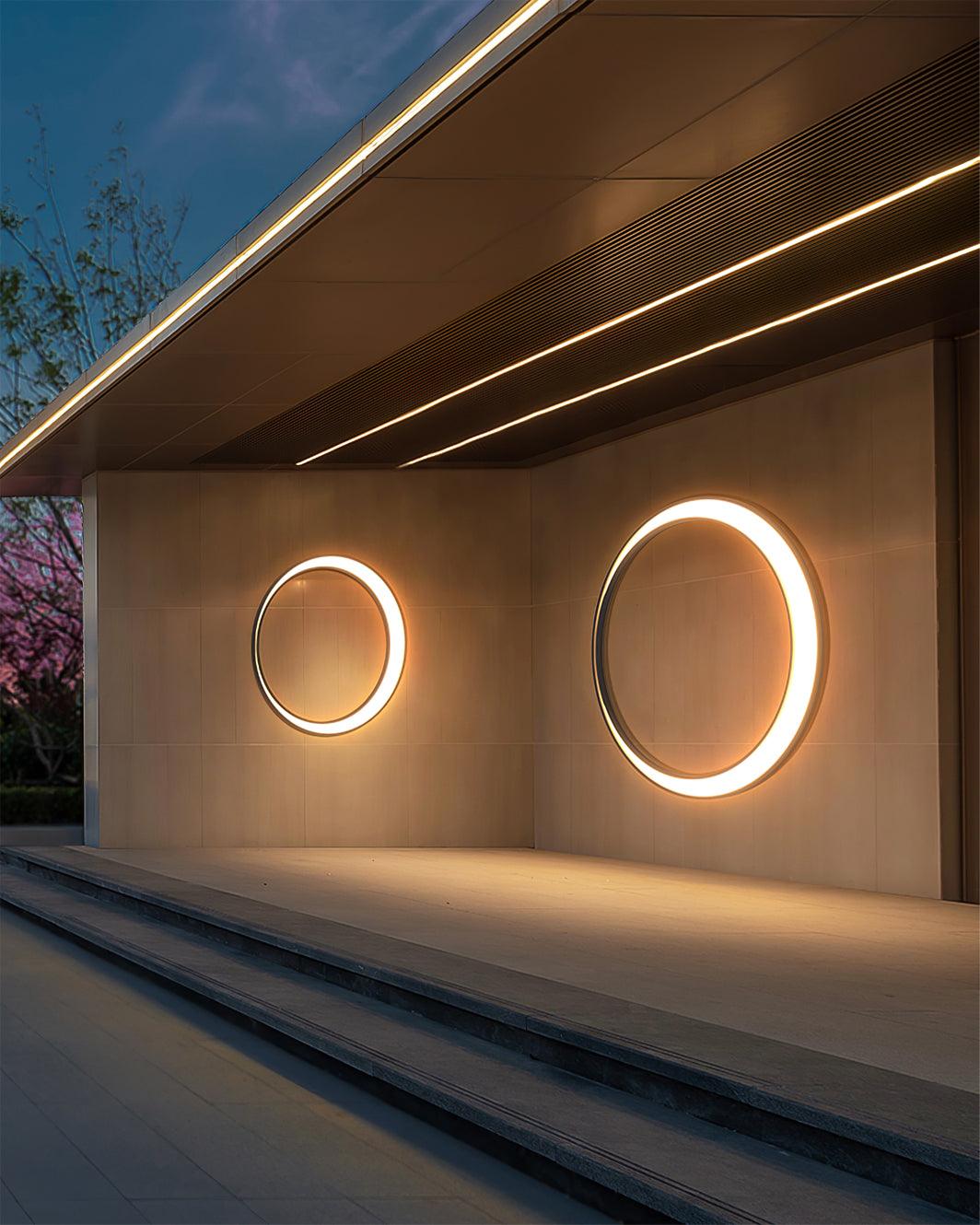 Modern Circular Moon Outdoor LED Wall Light IP65 Waterproof Exterior Sconce for Garden and Villa